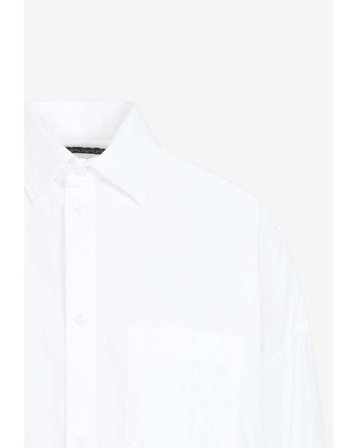 Balenciaga White Logo Print Cocoon Shirt