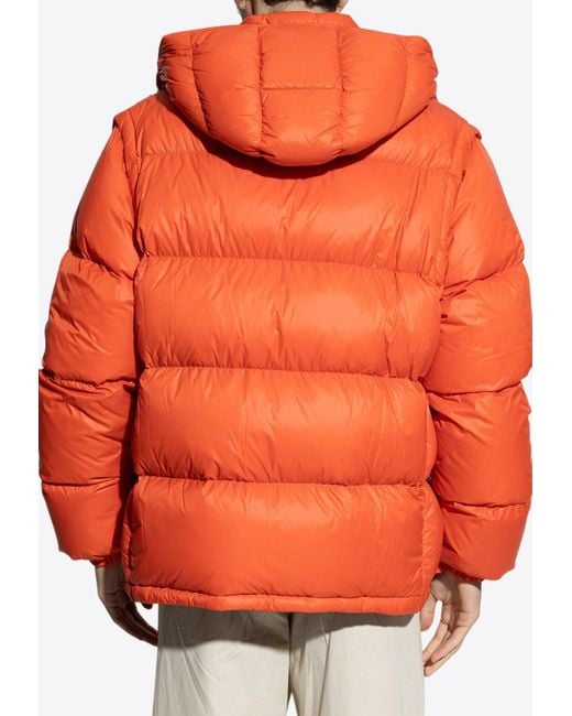 Moncler Orange Cyclone Down Jacket With Detachable Sleeves for men