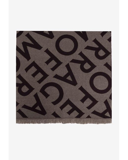 Ferragamo Black Wool Scarf With Monogram for men