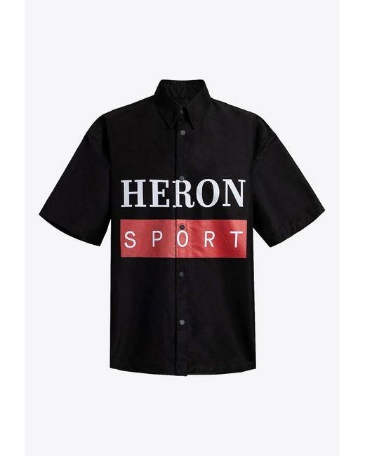 Heron Preston Black Sport Logo Short-sleeved Shirt for men