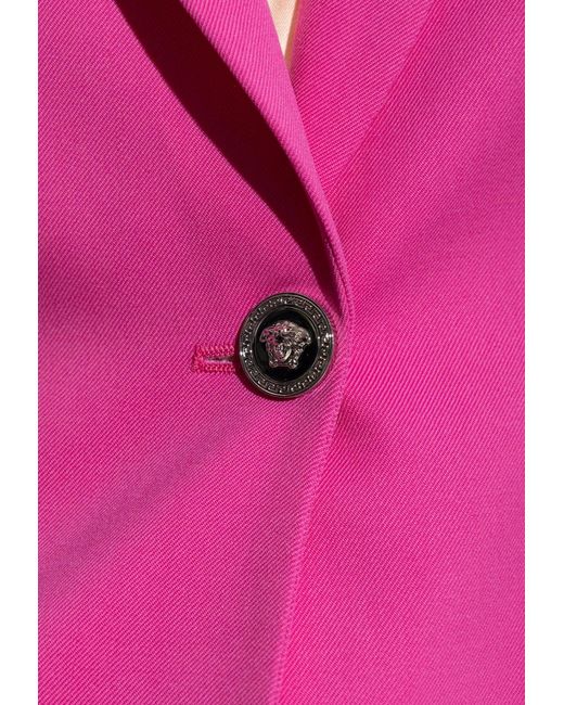 Versace Pink Single-Breasted Wool Blazer