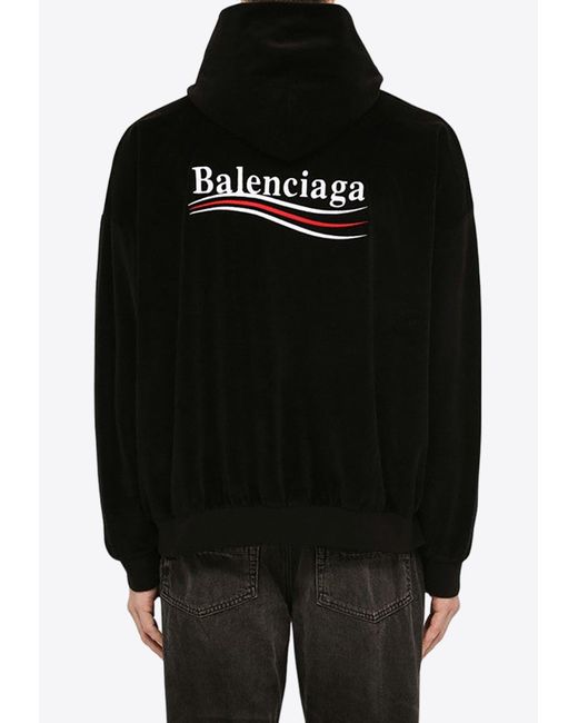 Balenciaga Black Political Campaign Logo Zip-Up Hoodie for men