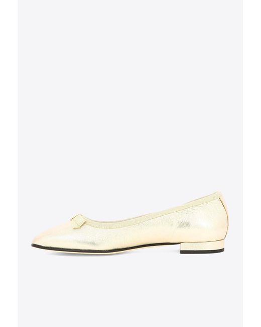 CAREL PARIS Natural Bella Metallic Leather Ballet Flats