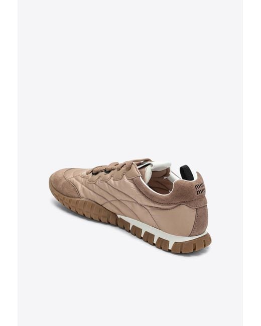 Miu Miu Brown Tyre Quilted Low-Top Sneakers
