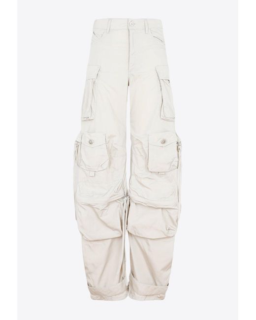 The Attico Fern Long Cargo Pants in White | Lyst