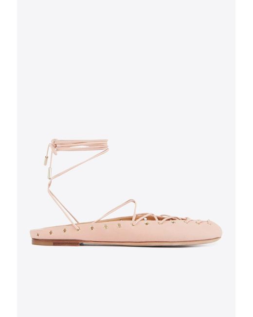 Chloé Pink Ghillies Lace-Up Ballet Flats