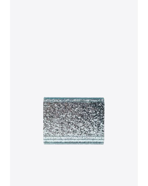 Jimmy Choo Blue Candy Glittered Clutch Bag