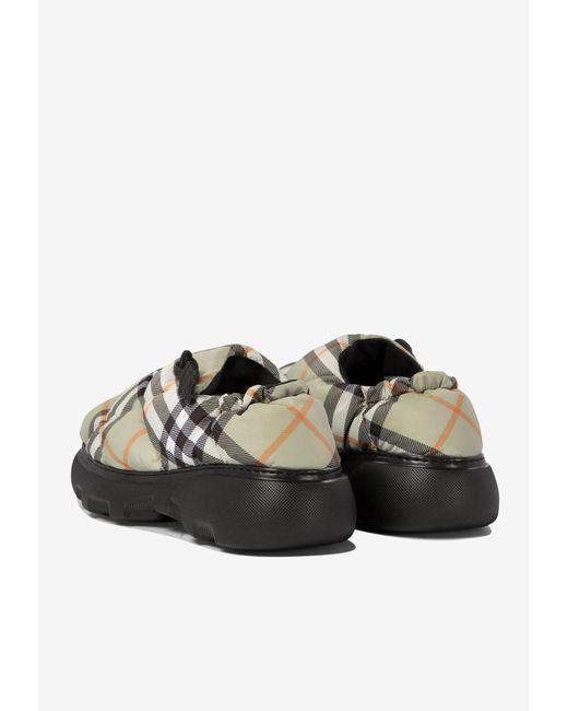 Burberry Gray Pillow Check Motif Slippers for men