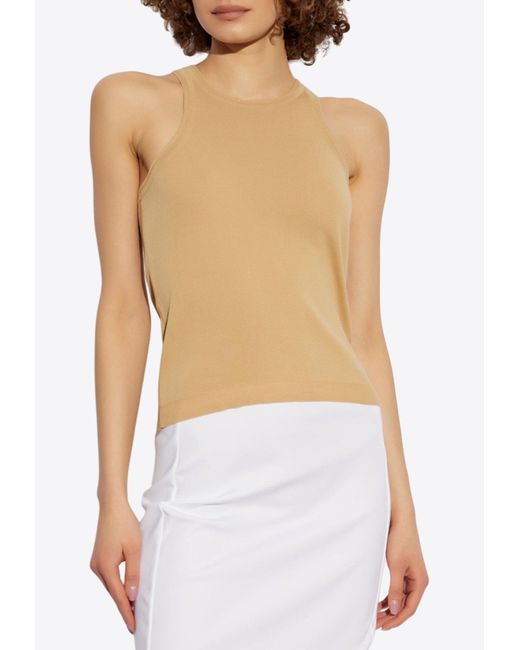 Max Mara White Arnes Ribbed Sleeveless Top