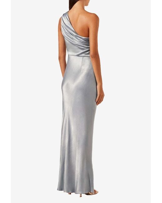 Shona Joy Gray La Lune One-Shoulder Maxi Dress