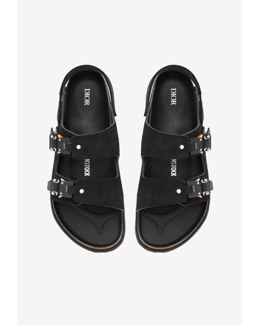 Dior X Birkenstock Milano Sandals In Nubuck Calfskin in Black
