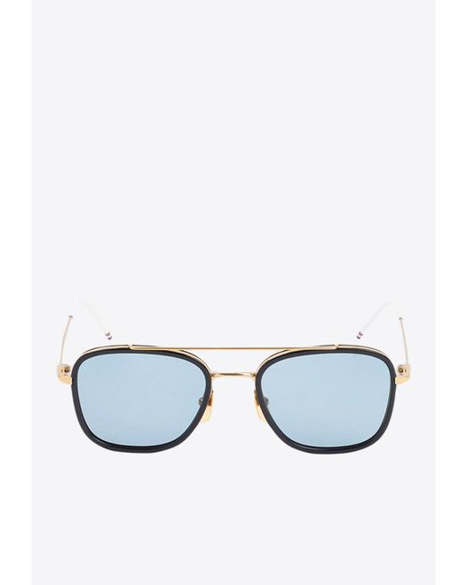 Thom Browne Rectangular Aviator Sunglasses in Blue Lyst