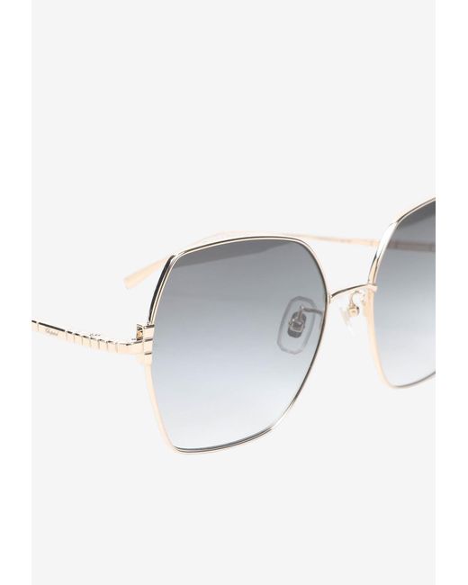 Chopard Gray Ice Cube Hexagonal Sunglasses