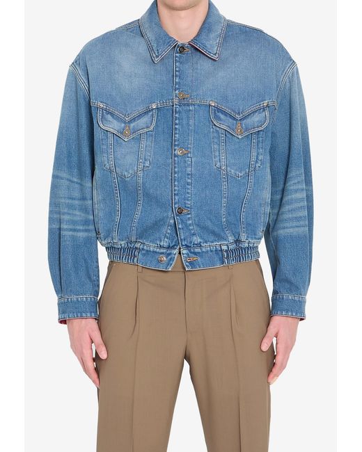 Versace Blue Buttoned Denim Jacket for men