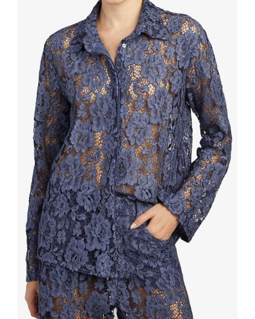 FEDERICA TOSI Lace Buttoned Shirt in Blue | Lyst