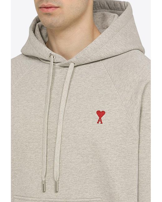 AMI Natural Logo Embroidered Hooded Sweatshirt for men