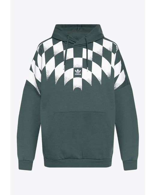Adidas Originals Green Rekive Graphic Print Hooded Sweatshirt for men