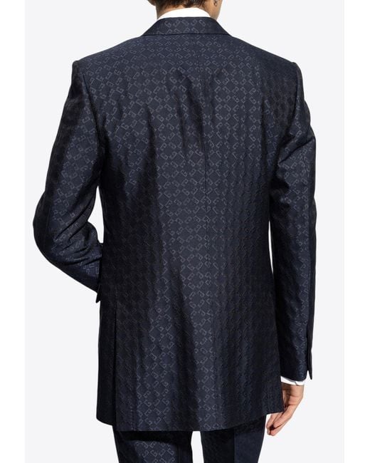 Givenchy Blue Single-Breasted Logo Monogram Blazer for men
