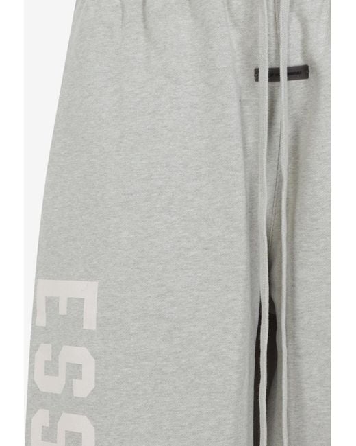 Fear Of God Gray Logo Print Fleece Track Pants for men