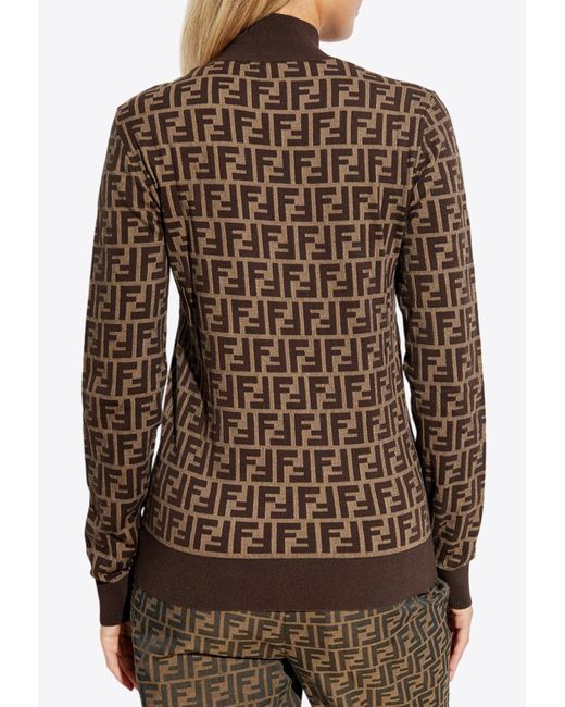 Fendi Brown Ff Jacquard Turtleneck Sweater