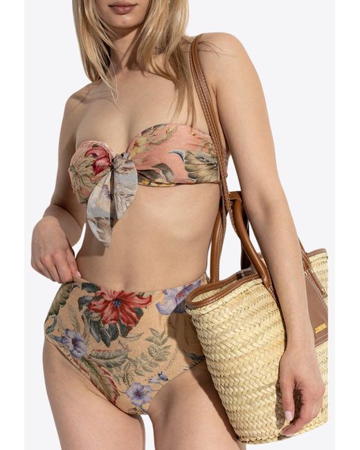 Zimmermann Brown Coco High-Waist Bikini Bottom