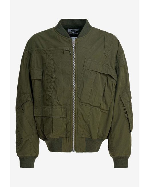 Junya Watanabe Green Bomber Jacket With Cargo-Pockets for men