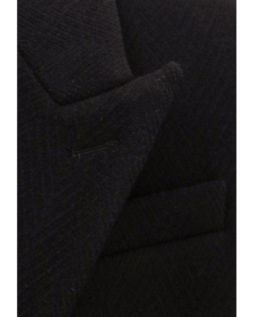 Saint Laurent Black Double-Breasted Wool Coat for men