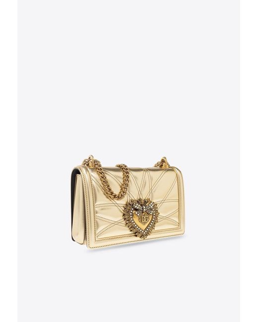 Dolce & Gabbana Medium Devotion Metallic Leather Crossbody Bag