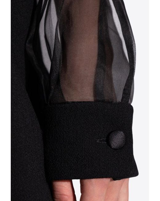 【送料&関税込】Dolce & Gabbana Black Organza Mini Dress Dolce & Gabbana Wool Crepe And Organza Mini Dress in Black