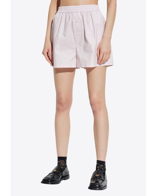 Moschino White Goose Embroidered Mini Shorts