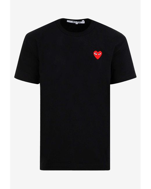 COMME DES GARÇONS PLAY Black Embroidered Heart Crewneck T-Shirt