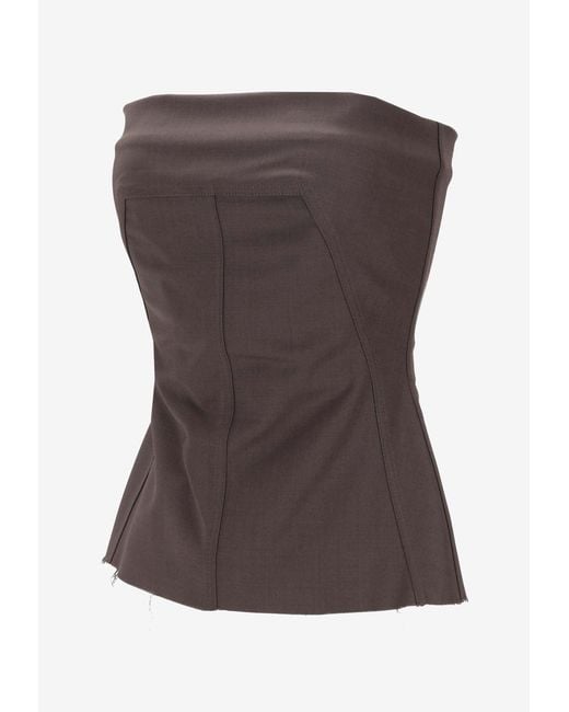 Rick Owens Brown Bustier Structured Silk Top