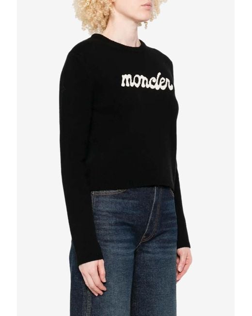 Moncler Black Wool And Cashmere Logo Sweater