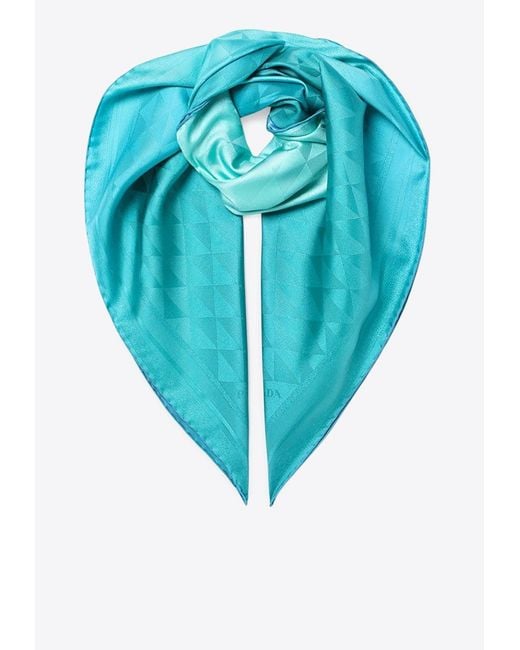 Prada Blue Printed Twill Foulard Style