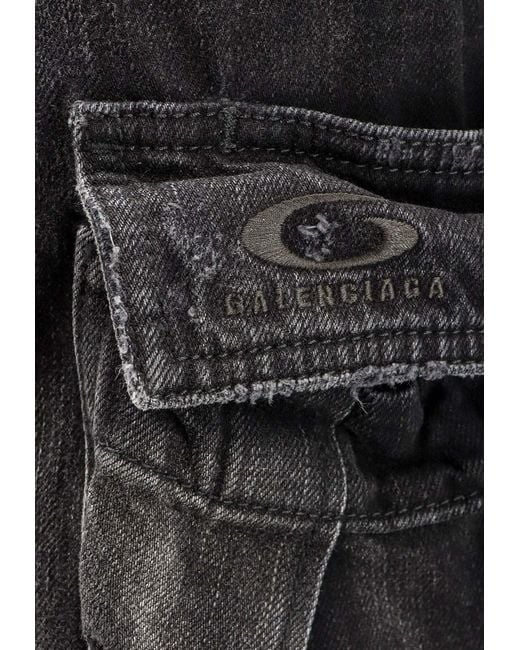 Balenciaga Gray Distressed Cargo Jeans for men