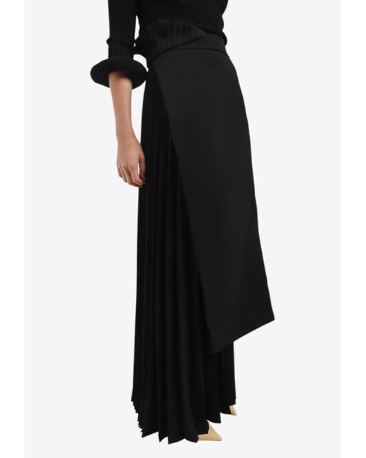A.W.A.K.E. MODE Black Asymmetrical Skirt With Pleated Insert