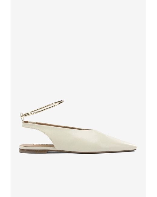 Jil Sander White Leather Pointed-Toe Flats