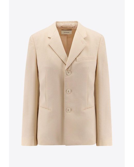 Lemaire Natural Single-Breasted Buttoned Blazer