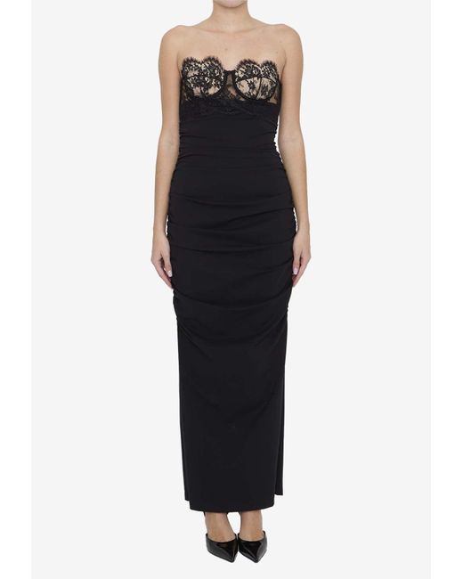 Dolce & Gabbana Black Corset-Detailed Maxi Dress