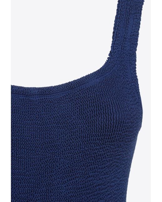 Hunza G Blue Square Neck One-Piece Swimsuit