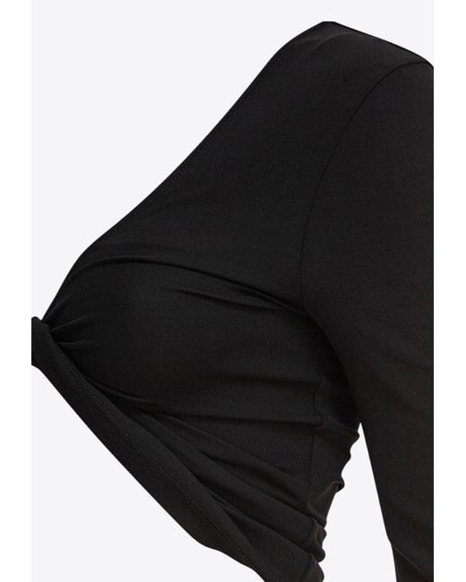 Courreges Black One-Shoulder Twisted Cropped Top