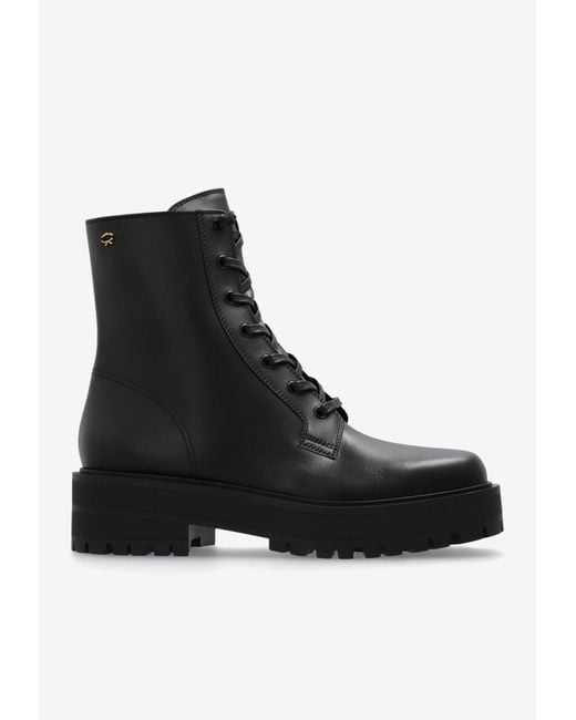 Gianvito Rossi Black Leather Ankle Boots 'Turner'