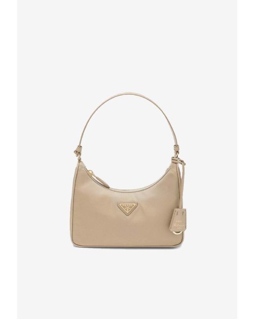 Prada White Re-Edition 2005 Triangle Logo Shoulder Bag