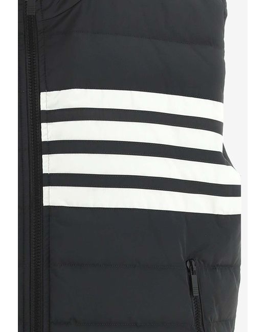 Thom Browne Black 4-Bar Stripes Puffer Gilet for men