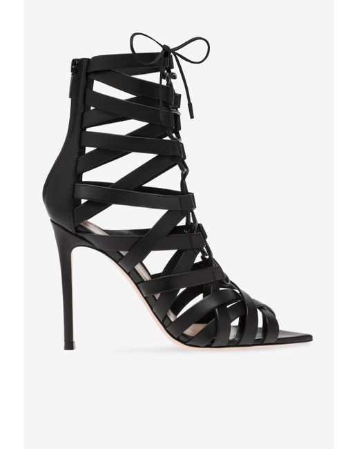 Gianvito Rossi Black Catherine 105 Caged Ankle Boots