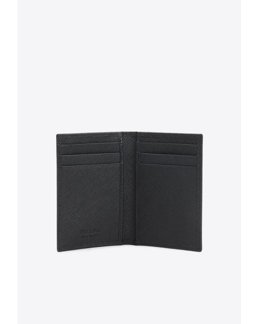 Prada White Logo Leather Cardholder for men