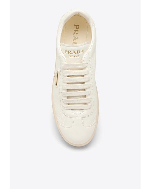 Prada White Low-Top Leather Sneakers