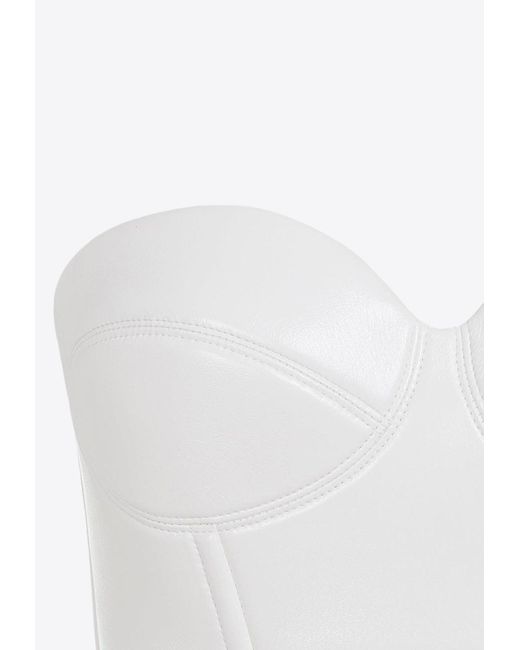 Alaïa Leather Bustier Bra in White