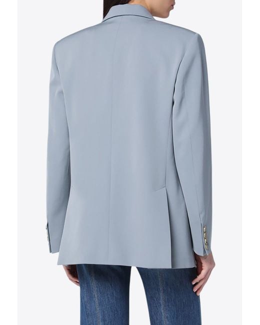 Stella McCartney Blue Light Wool Double-Breasted Jacket