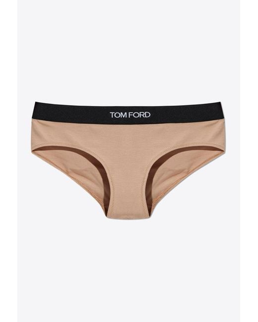 Tom Ford Natural Elastic-Waistband Logo Briefs